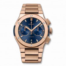 Replica Hublot Classic Fusion Blue Chronograph King Gold Bracelet 45mm 520.OX.7180.OX