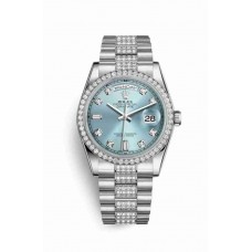 Replica Rolex Day-Date 36 Platinum 118346 Ice blue set diamonds Dial Watch m118346-0010