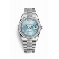 Replica Rolex Day-Date 36 Platinum 118346 Ice blue Dial Watch m118346-0044