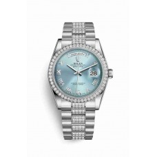 Replica Rolex Day-Date 36 Platinum 118346 Ice blue Dial Watch m118346-0044