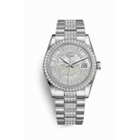 Replica Rolex Day-Date 36 Platinum 118346 Carousel of white mother-of-pearl Dial Watch m118346-0091