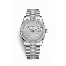 Replica Rolex Day-Date 36 Platinum 118346 Carousel of white mother-of-pearl Dial Watch m118346-0091