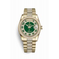 Replica Rolex Day-Date 36 18 ct yellow gold 118348 Green diamond paved Dial Watch m118348-0056