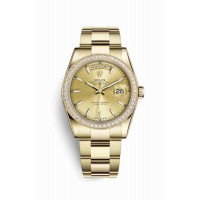 Replica Rolex Day-Date 36 18 ct yellow gold 118348 Champagne-colour Dial Watch m118348-0134