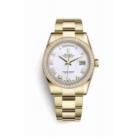 Replica Rolex Day-Date 36 18 ct yellow gold 118348 White Dial Watch m118348-0150