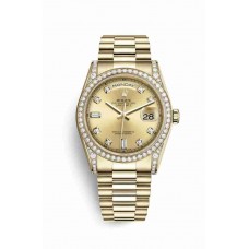 Replica Rolex Day-Date 36 18 ct yellow gold lugs set diamonds 118388 Champagne-colour set diamonds Dial Watch m118388-0019