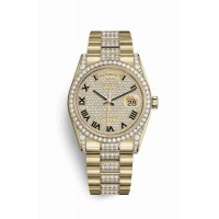 Replica Rolex Day-Date 36 18 ct yellow gold lugs set diamonds 118388 Diamond-paved Dial Watch m118388-0025