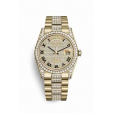 Replica Rolex Day-Date 36 18 ct yellow gold lugs set diamonds 118388 Diamond-paved Dial Watch m118388-0025