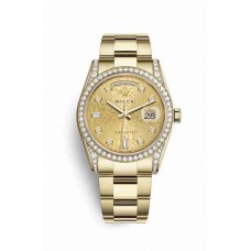 Replica Rolex Day-Date 36 18 ct yellow gold lugs set diamonds 118388 Champagne-colour Jubilee design set diamonds Dial Watch m118388-0032