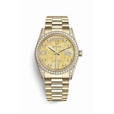 Replica Rolex Day-Date 36 18 ct yellow gold lugs set diamonds 118388 Champagne-colour mother-of-pearl Jubilee design set diamonds Dial Watch m118388-0038