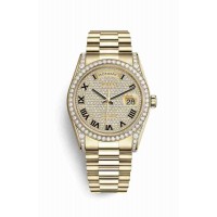 Replica Rolex Day-Date 36 18 ct yellow gold lugs set diamonds 118388 Diamond-paved Dial Watch m118388-0043