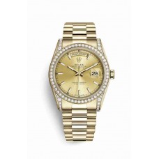 Replica Rolex Day-Date 36 18 ct yellow gold lugs set diamonds 118388 Champagne-colour Dial Watch m118388-0046