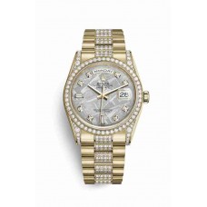 Replica Rolex Day-Date 36 18 ct yellow gold lugs set diamonds 118388 Meteorite set diamonds Dial Watch m118388-0058