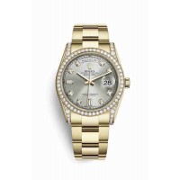 Replica Rolex Day-Date 36 18 ct yellow gold lugs set diamonds 118388 Silver set diamonds Dial Watch m118388-0065