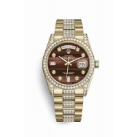 Replica Rolex Day-Date 36 18 ct yellow gold lugs set diamonds 118388 Bull's eye set diamonds Dial Watch m118388-0128