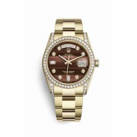 Replica Rolex Day-Date 36 18 ct yellow gold lugs set diamonds 118388 Bull's eye set diamonds Dial Watch m118388-0135