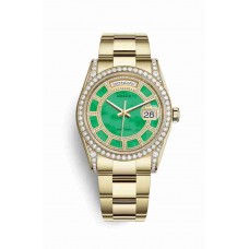 Replica Rolex Day-Date 36 18 ct yellow gold lugs set diamonds 118388 Carousel of green jade Dial Watch m118388-0148