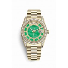 Replica Rolex Day-Date 36 18 ct yellow gold lugs set diamonds 118388 Carousel of green jade Dial Watch m118388-0157