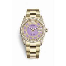 Replica Rolex Day-Date 36 18 ct yellow gold lugs set diamonds 118388 Carousel of lavender jade Dial Watch m118388-0158