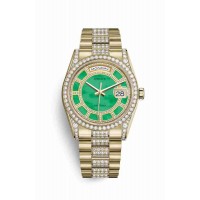 Replica Rolex Day-Date 36 18 ct yellow gold lugs set diamonds 118388 Carousel of green jade Dial Watch m118388-0159