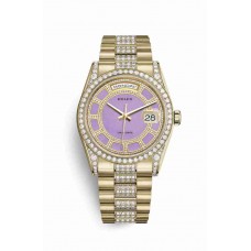 Replica Rolex Day-Date 36 18 ct yellow gold lugs set diamonds 118388 Carousel of lavender jade Dial Watch m118388-0160