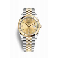 Replica Rolex Datejust 36 Yellow Rolesor Oystersteel 18 ct yellow gold 126203 Champagne-colour set diamonds Dial Watch m126203-0017