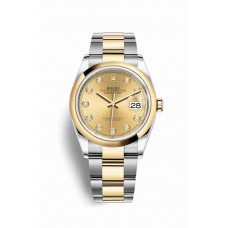 Replica Rolex Datejust 36 Yellow Rolesor Oystersteel 18 ct yellow gold 126203 Champagne-colour set diamonds Dial Watch m126203-0018