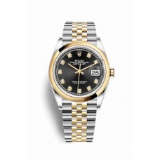 Replica Rolex Datejust 36 Yellow Rolesor Oystersteel 18 ct yellow gold 126203 Black set diamonds Dial Watch m126203-0021