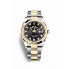 Replica Rolex Datejust 36 Yellow Rolesor Oystersteel 18 ct yellow gold 126203 Black set diamonds Dial Watch m126203-0022