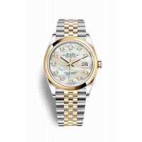 Replica Rolex Datejust 36 Yellow Rolesor Oystersteel 18 ct yellow gold 126203 White mother-of-pearl set diamonds Dial Watch m126203-0023