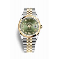 Replica Rolex Datejust 36 Yellow Rolesor Oystersteel 18 ct yellow gold 126203 Olive green set diamonds Dial Watch m126203-0025