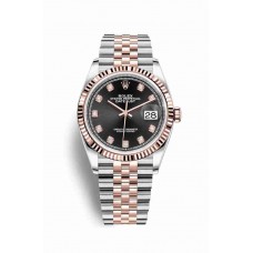 Replica Rolex Datejust 36 Everose Rolesor Oystersteel 18 ct Everose gold 126231 Black set diamonds Dial Watch m126231-0019