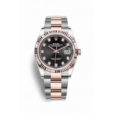 Replica Rolex Datejust 36 Everose Rolesor Oystersteel 18 ct Everose gold 126231 Black set diamonds Dial Watch m126231-0020