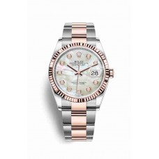 Replica Rolex Datejust 36 Everose Rolesor Oystersteel 18 ct Everose gold 126231 White mother-of-pearl set diamonds Dial Watch m126231-0022