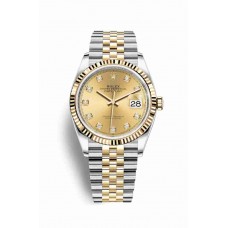 Replica Rolex Datejust 36 Yellow Rolesor Oystersteel 18 ct yellow gold 126233 Champagne-colour set diamonds Dial Watch m126233-0017