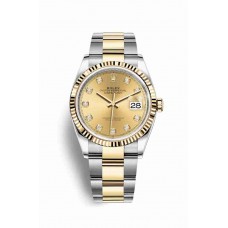 Replica Rolex Datejust 36 Yellow Rolesor Oystersteel 18 ct yellow gold 126233 Champagne-colour set diamonds Dial Watch m126233-0018