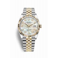 Replica Rolex Datejust 36 Yellow Rolesor Oystersteel 18 ct yellow gold 126233 White mother-of-pearl set diamonds Dial Watch m126233-0023