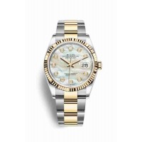 Replica Rolex Datejust 36 Yellow Rolesor Oystersteel 18 ct yellow gold 126233 White mother-of-pearl set diamonds Dial Watch m126233-0024