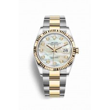 Replica Rolex Datejust 36 Yellow Rolesor Oystersteel 18 ct yellow gold 126233 White mother-of-pearl set diamonds Dial Watch m126233-0024