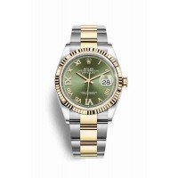 Replica Rolex Datejust 36 Yellow Rolesor Oystersteel 18 ct yellow gold 126233 Olive green set diamonds Dial Watch m126233-0026