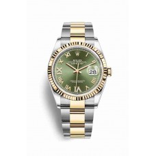 Replica Rolex Datejust 36 Yellow Rolesor Oystersteel 18 ct yellow gold 126233 Olive green set diamonds Dial Watch m126233-0026