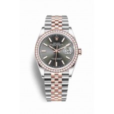 Replica Rolex Datejust 36 Everose Rolesor Oystersteel 18 ct Everose gold 126281RBR Dark rhodium Dial Watch m126281rbr-0001