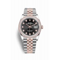 Replica Rolex Datejust 36 Everose Rolesor Oystersteel 18 ct Everose gold 126281RBR Black set diamonds Dial Watch m126281rbr-0007