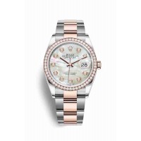 Replica Rolex Datejust 36 Everose Rolesor Oystersteel 18 ct Everose gold 126281RBR White mother-of-pearl set diamonds Dial Watch m126281rbr-0010