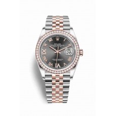 Replica Rolex Datejust 36 Everose Rolesor Oystersteel 18 ct Everose gold 126281RBR Dark rhodium set diamonds Dial Watch m126281rbr-0011