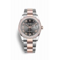 Replica Rolex Datejust 36 Everose Rolesor Oystersteel 18 ct Everose gold 126281RBR Dark rhodium set diamonds Dial Watch m126281rbr-0012