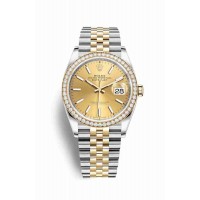 Replica Rolex Datejust 36 Yellow Rolesor Oystersteel 18 ct yellow gold 126283RBR Champagne-colour Dial Watch m126283rbr-0001