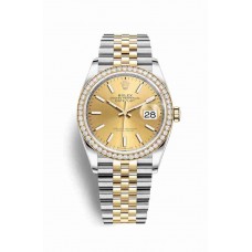 Replica Rolex Datejust 36 Yellow Rolesor Oystersteel 18 ct yellow gold 126283RBR Champagne-colour Dial Watch m126283rbr-0001