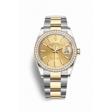 Replica Rolex Datejust 36 Yellow Rolesor Oystersteel 18 ct yellow gold 126283RBR Champagne-colour Dial Watch m126283rbr-0002