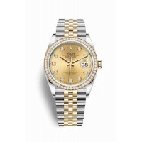 Replica Rolex Datejust 36 Yellow Rolesor Oystersteel 18 ct yellow gold 126283RBR Champagne-colour set diamonds Dial Watch m126283rbr-0003